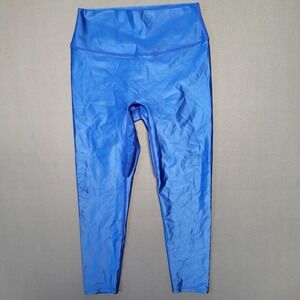 Erin Oprea Basics Blue Shiny High Waist Leggings Sz Large Gym